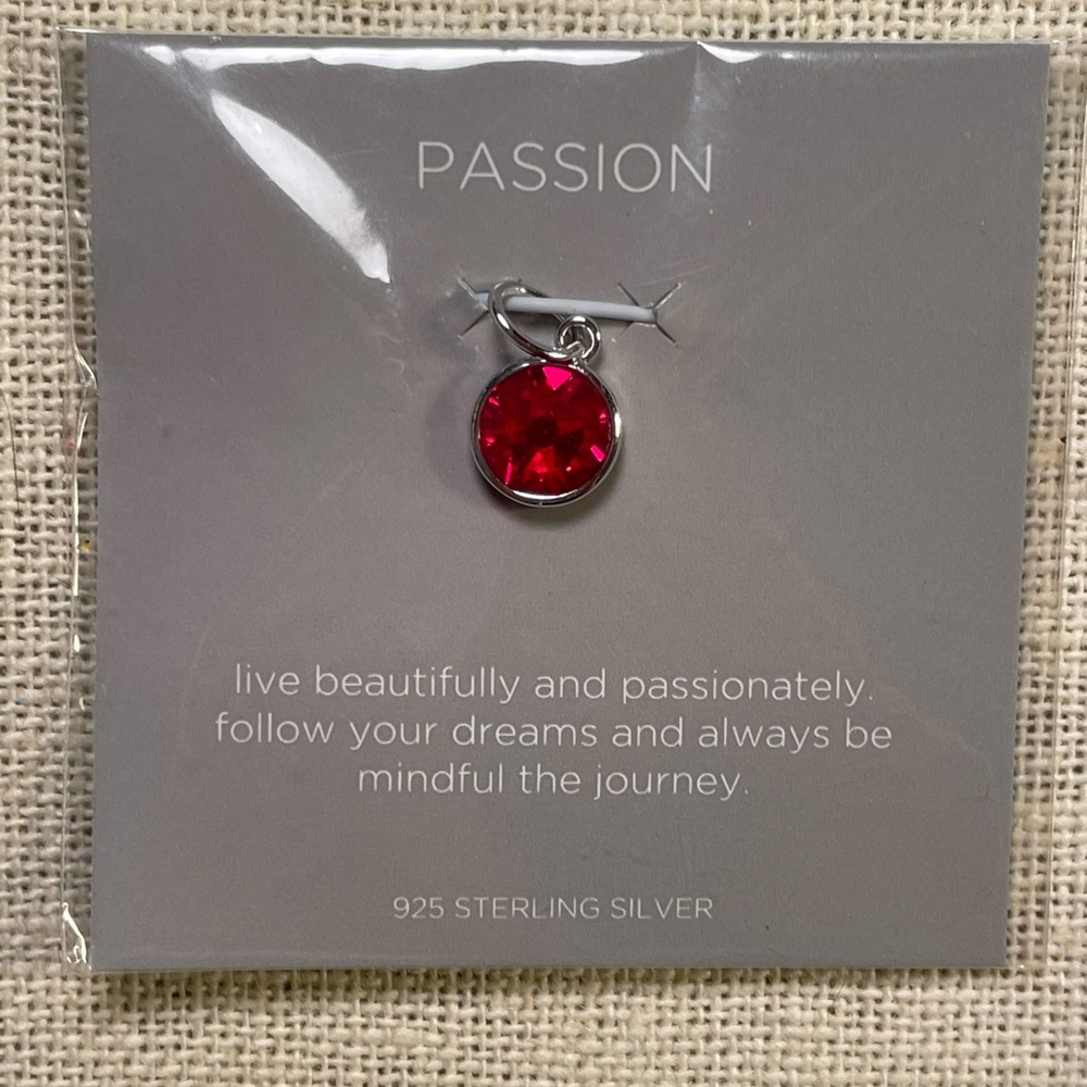 Origami Owl Core- Passion Red Crystal Sterling Silver Pendant Charm